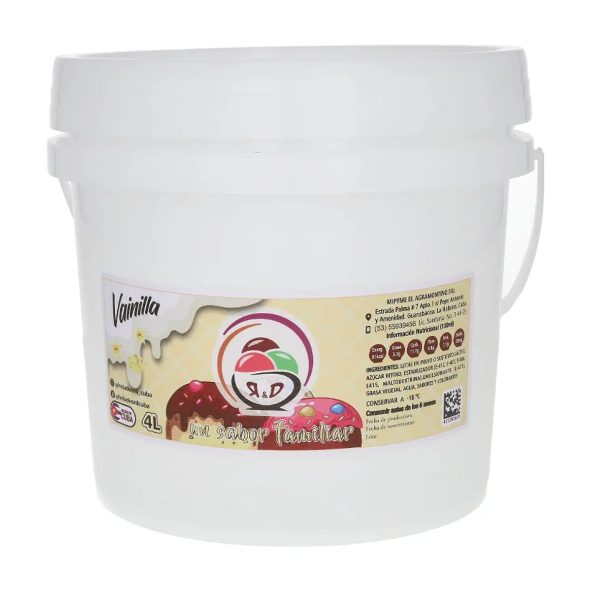 Helado sabor vainilla R&D (4 L)