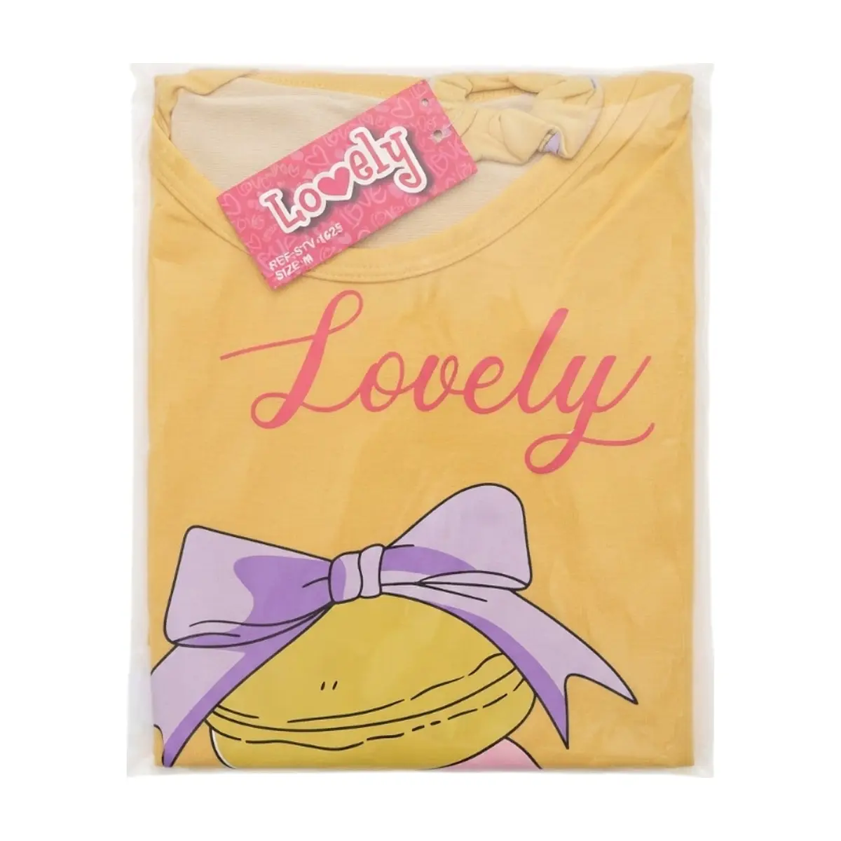 Pijama de dos piezas femenino color mamoncillo con diseño central macarons Lovely (Talla M) - Thumbnail 2