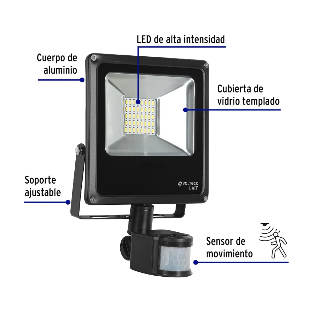 Reflector LED con sensor de movimiento 20 W Volteck REF-901L - Miniatura 2