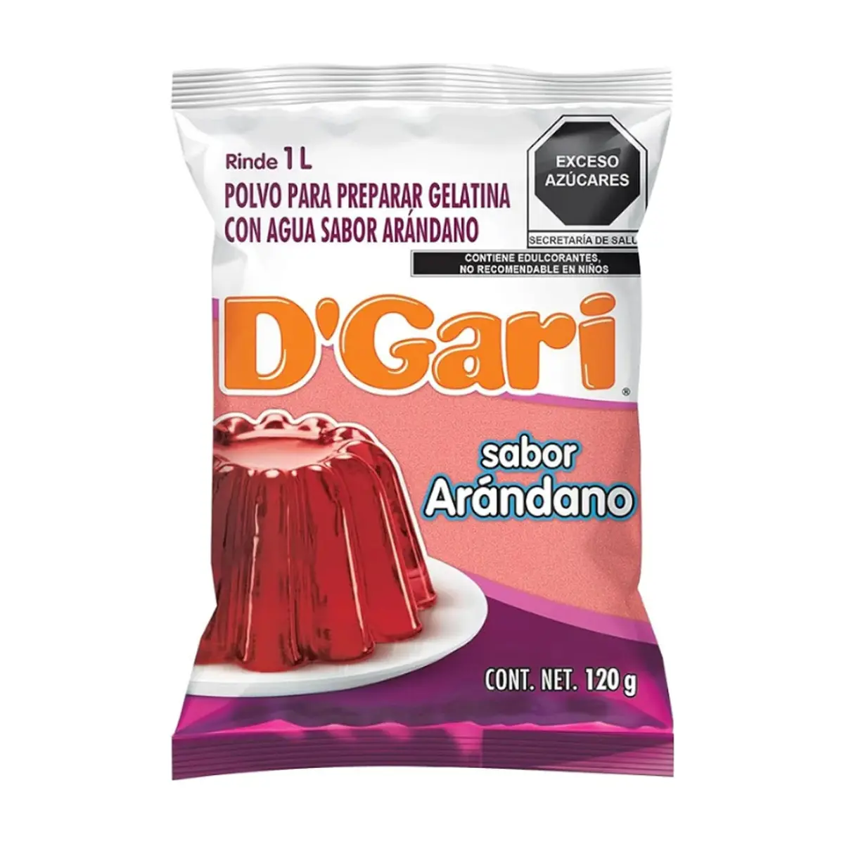 Polvo para preparar gelatina con agua - sabor arándano D'Gari (120 g / 4.23 oz) - Thumbnail 5