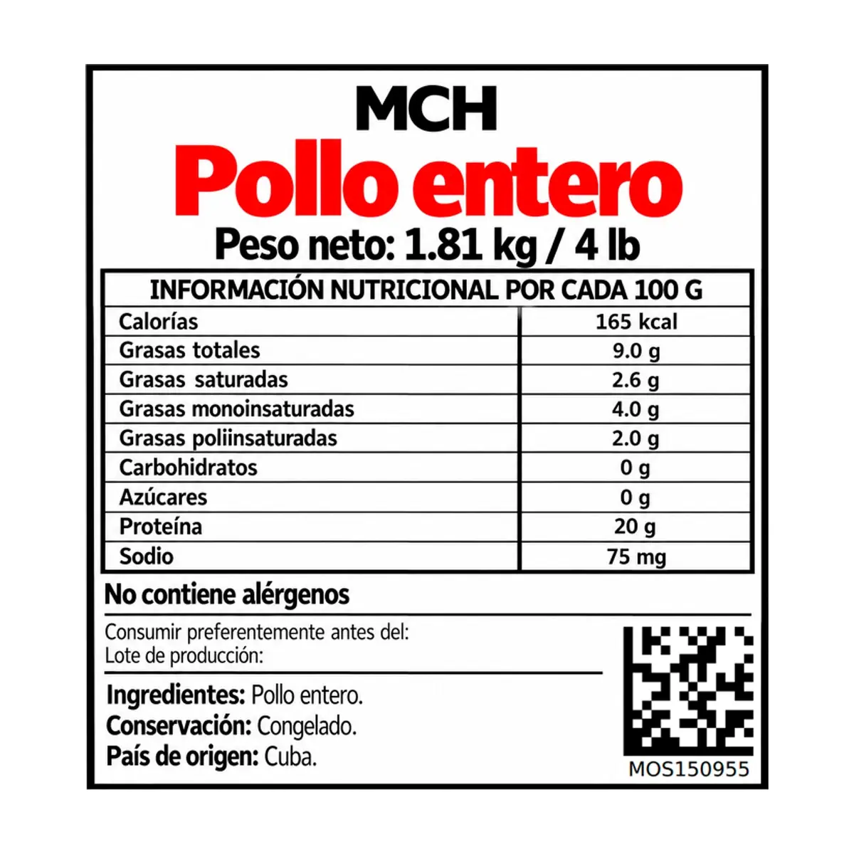 Pollo entero MCH (1.81 kg / 4 lb) - Miniatura 3