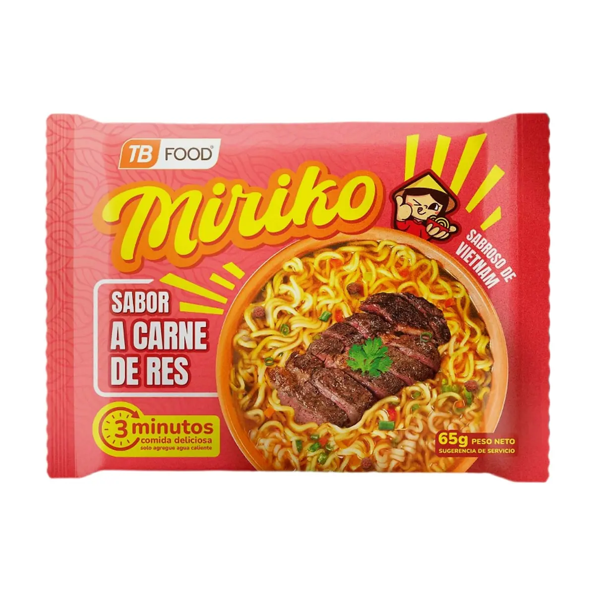 Sopa instantánea de fideos sabor a carne de res Miriko (65 g / 2.29 oz)