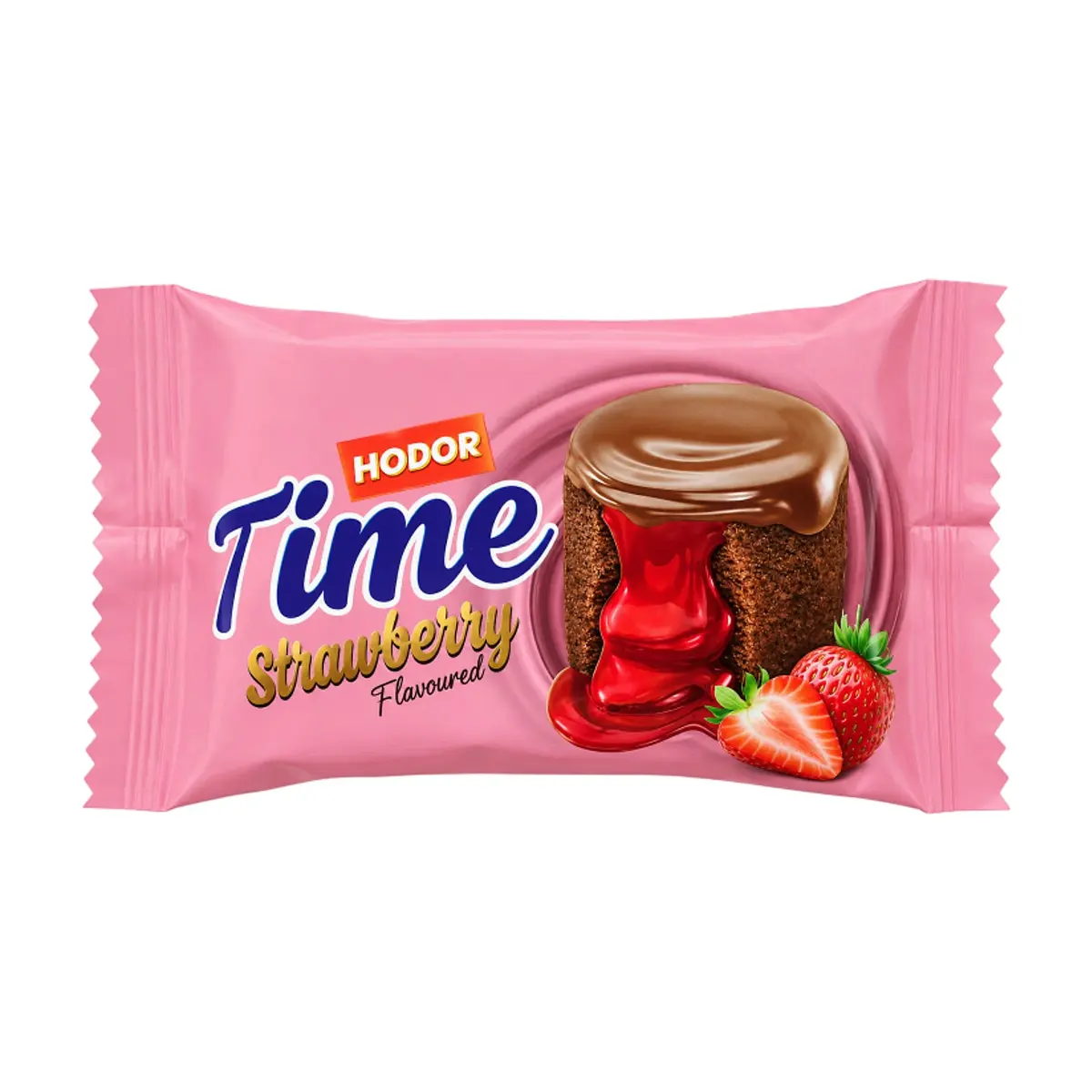 Pastel de cacao cubierto de cacao con relleno de salsa sabor fresa Hodor Time Strawberry (30 g / 1.06 oz)