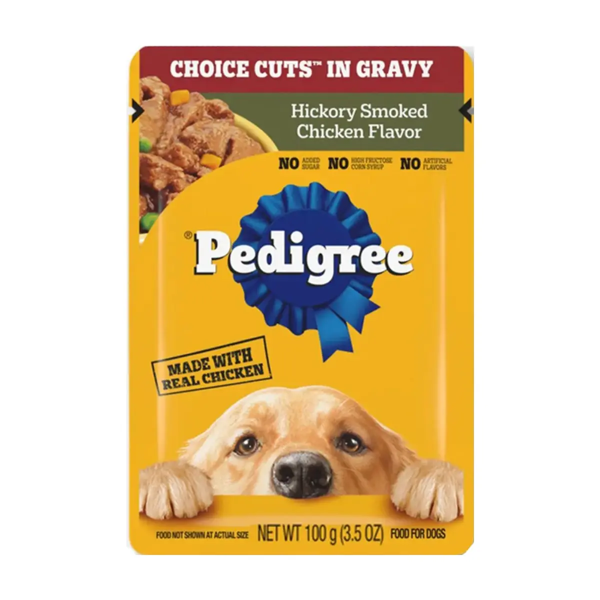 Alimento para perros cortes selectos en salsa sabor pollo ahumado nogal Pedigree (100 g / 3.5 oz)