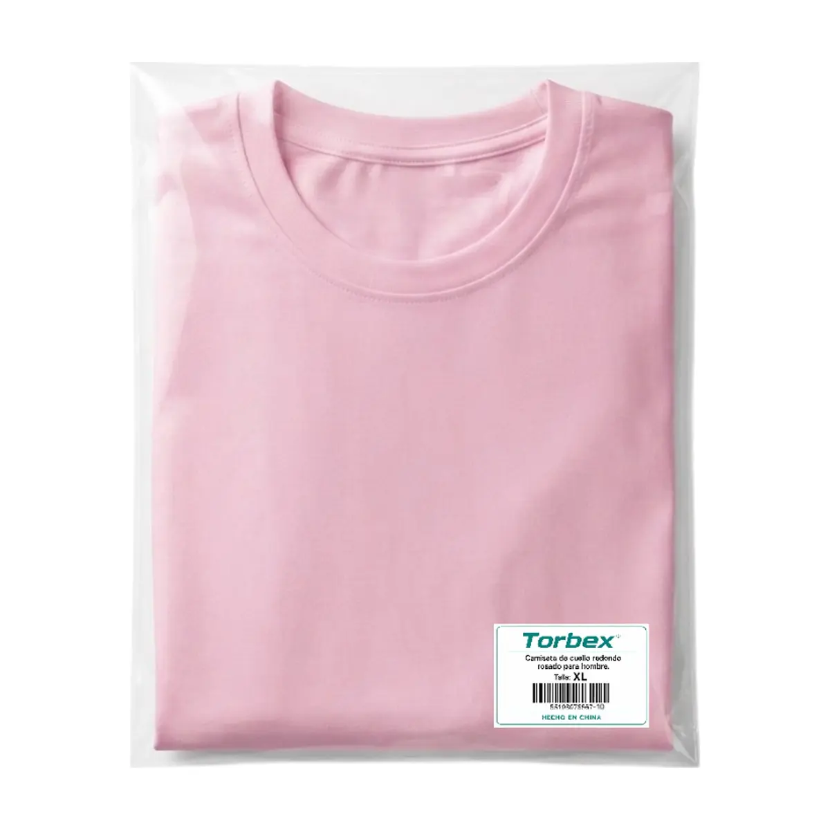 Camiseta de cuello redondo rosado de algodón para hombre Torbex (Talla XL) - Miniatura 3