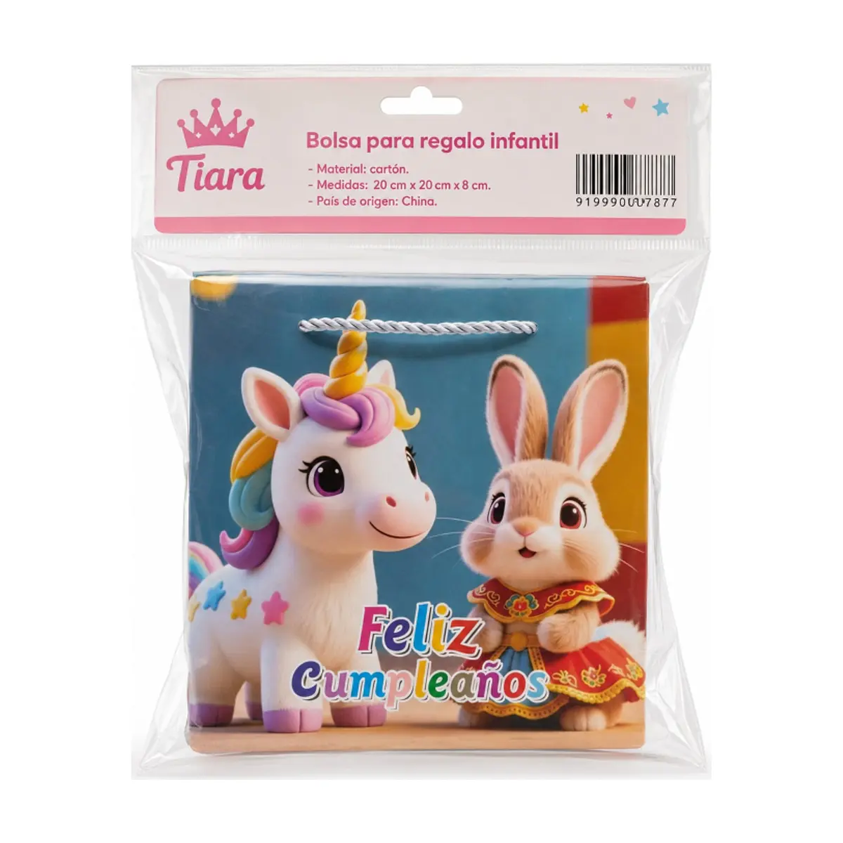 Bolsa para regalo infantil decorado con conejo y unicornio Tiara - Miniatura 3