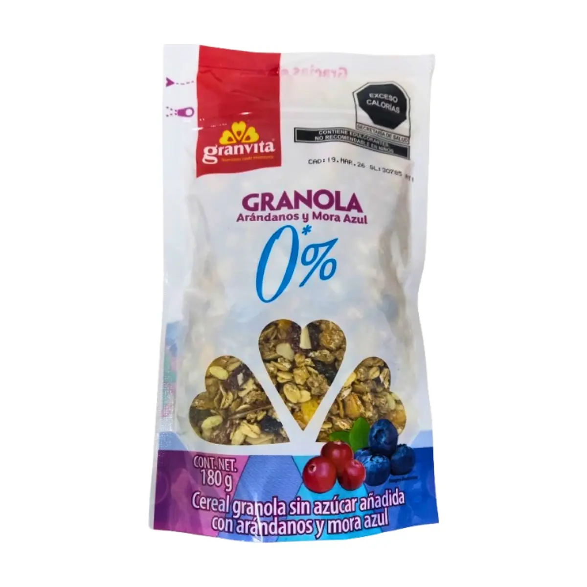 Cereal de granola sin azúcar con arándanos y mora azul Granvita (180 g / 6.3 oz) - Thumbnail 5