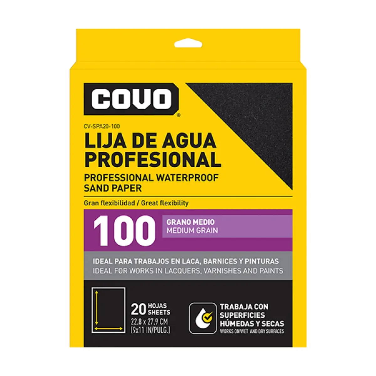 Lija de agua grano No. 100 Covo (20 U)