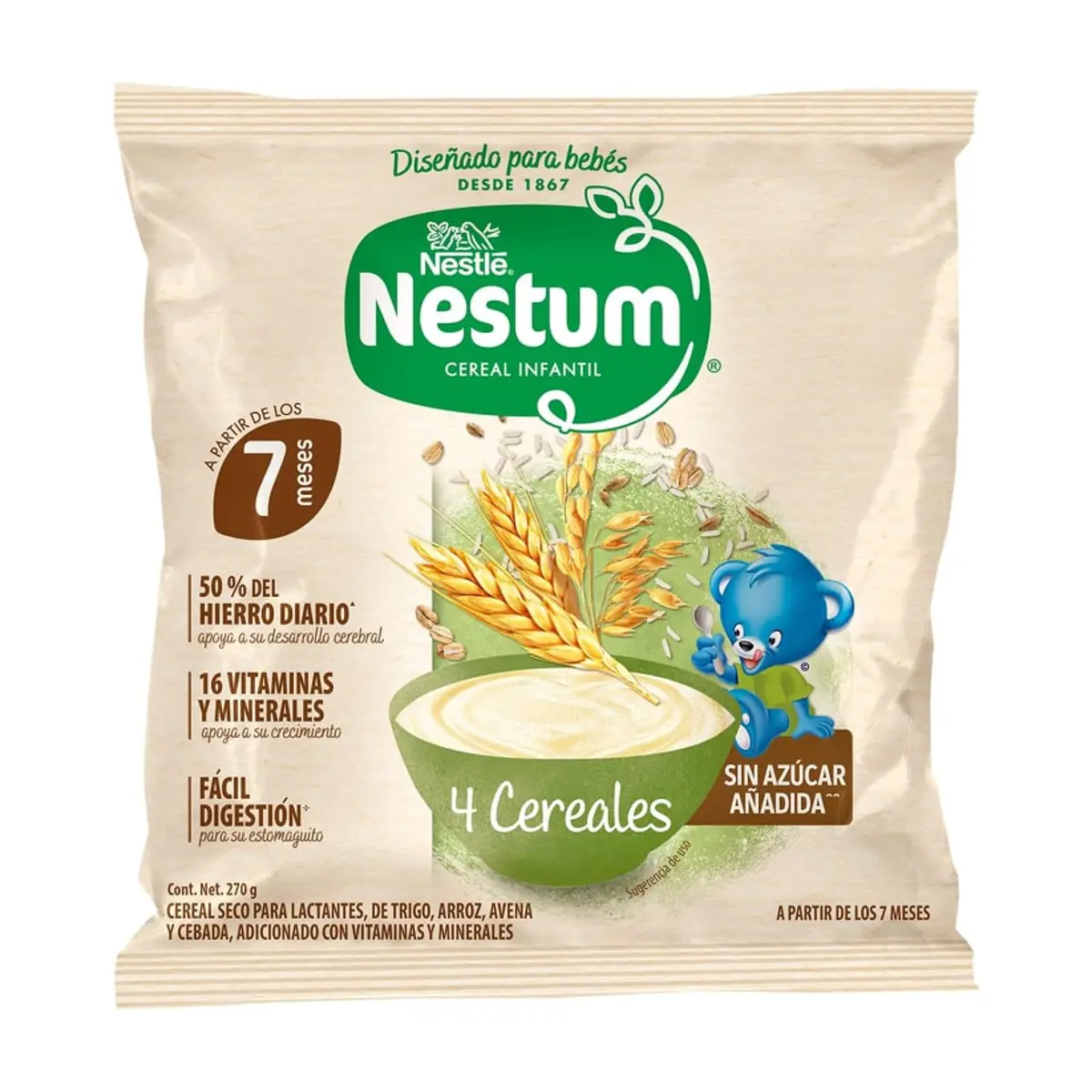 Cereal seco para lactantes de trigo, arroz, avena y cebada Nestum Nestlé (270 g / 9.52 oz) - Miniatura 1