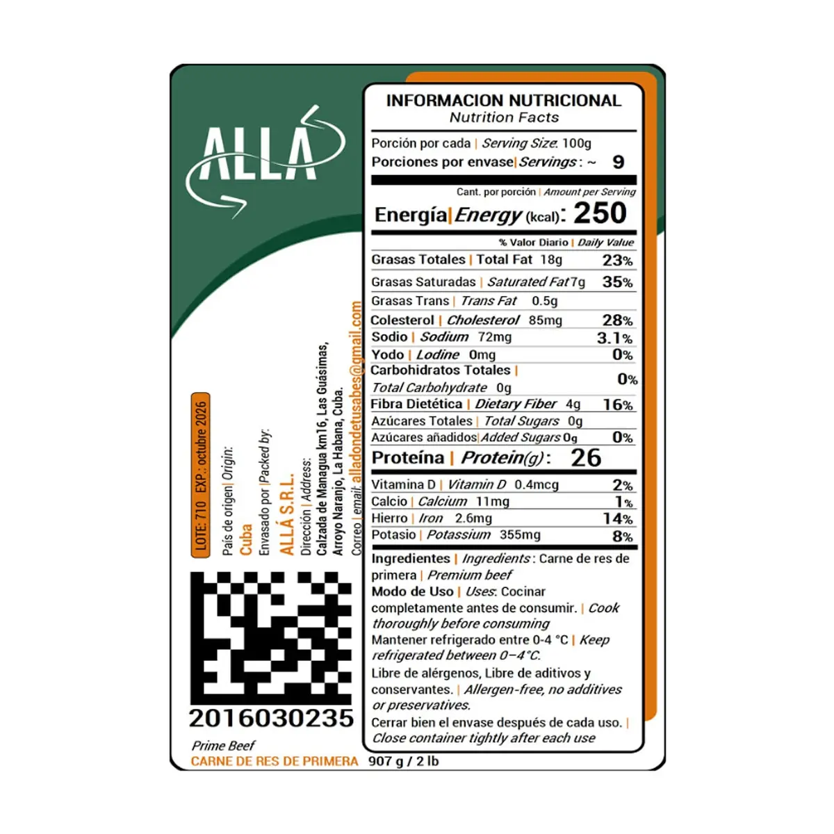Carne de res de primera ALLÁ (907 g / 2 lb) - Miniatura 3