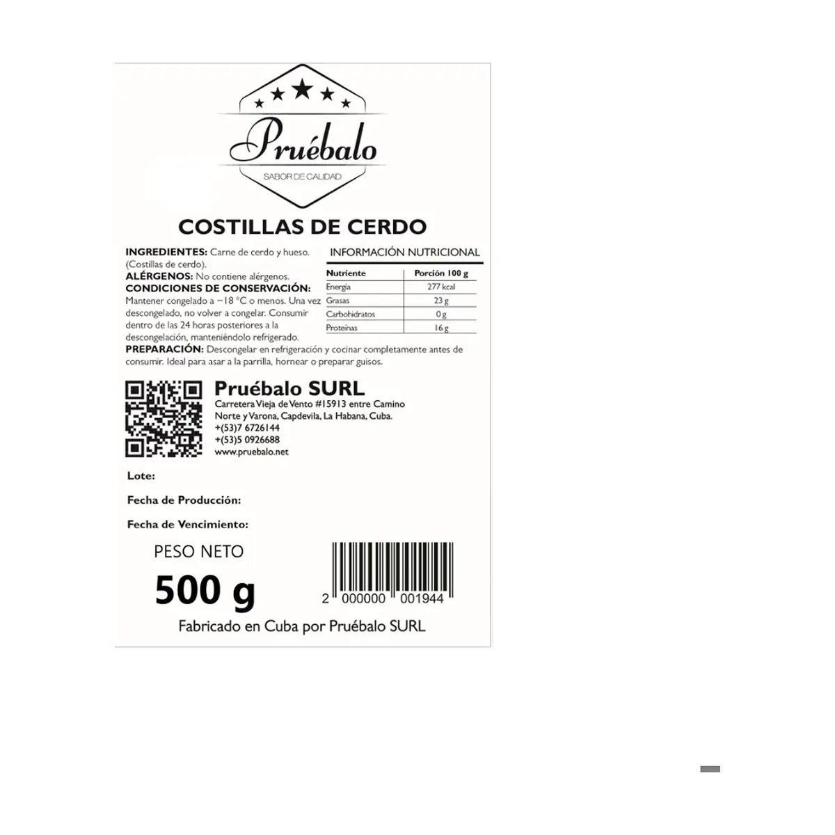 Costilla de cerdo Pruébalo (500 g / 1.1 lb) - Miniatura 2