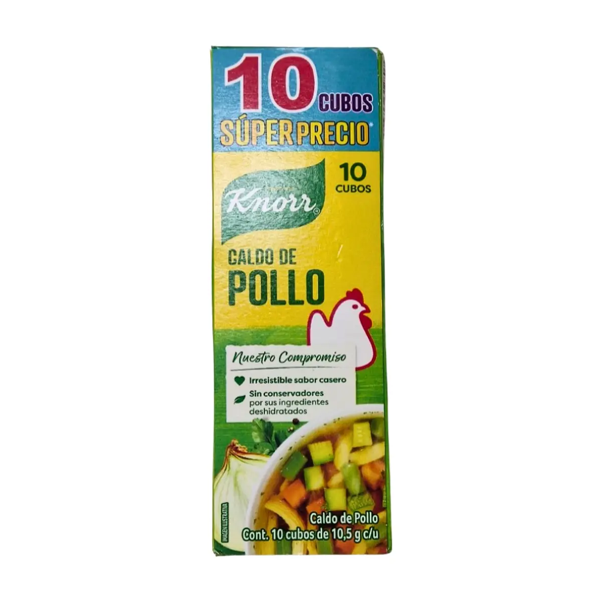 Caja con 10 cubos de caldo de pollo Knorr (105 g / 3.7 oz)