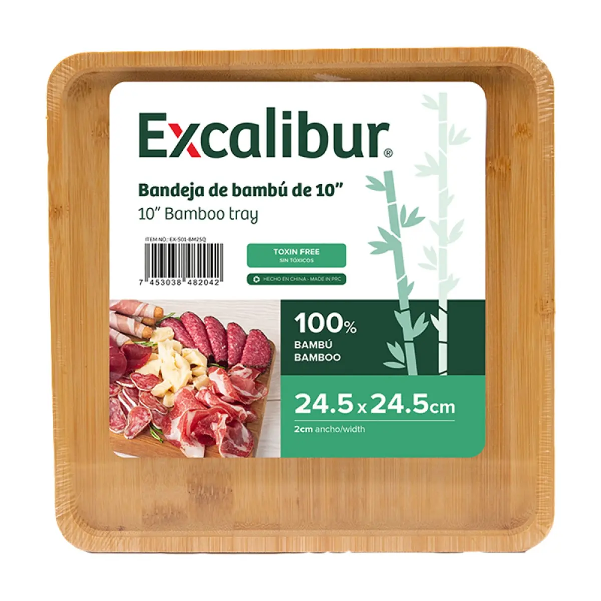 Bandeja de bambú para servir alimentos 10” Excalibur