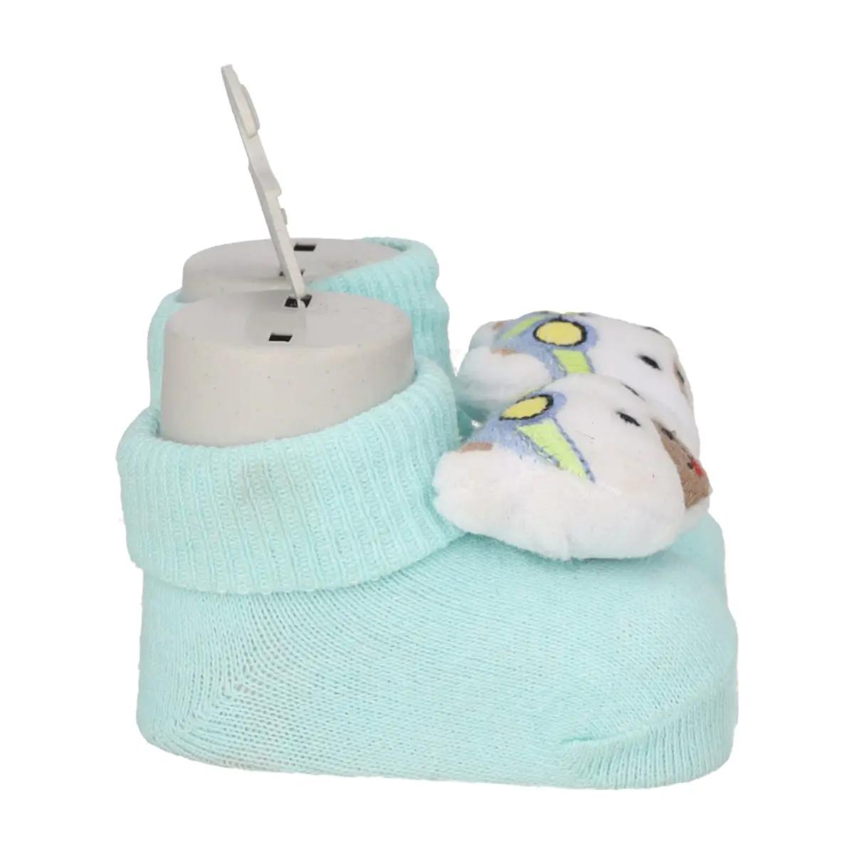Par de calcetines de color celeste con sonajero de peluche para bebé Ayaydin Miroglio - Miniatura 7