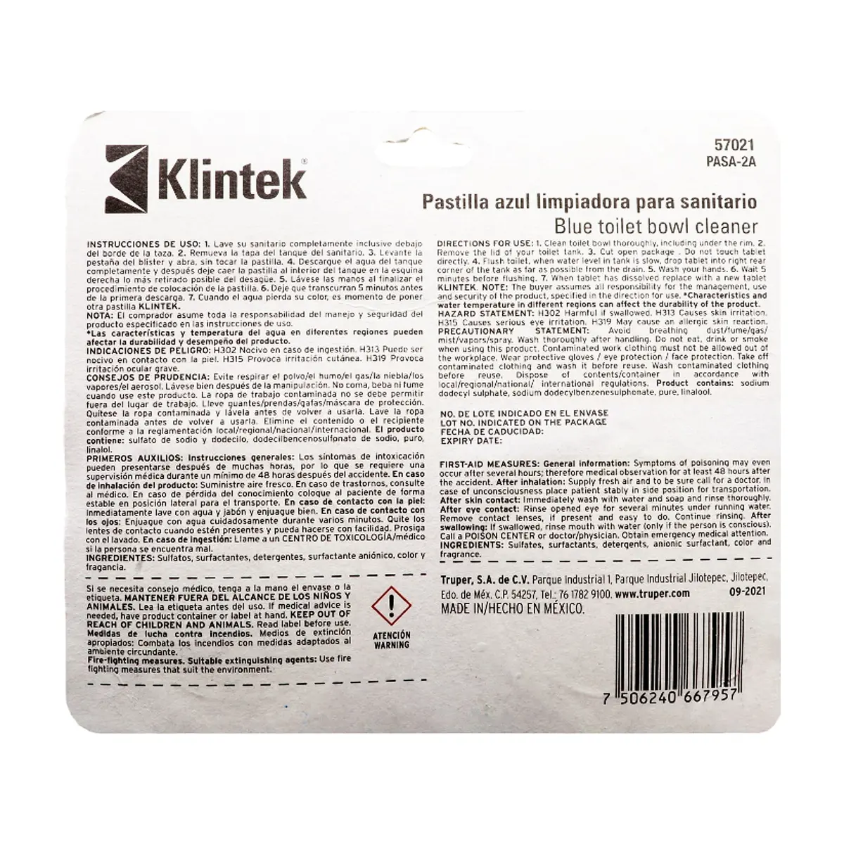 Pastillas limpiadoras para sanitarios Klintek PASA-2A (2 x 48 g / 1.69 oz) - Miniatura 4