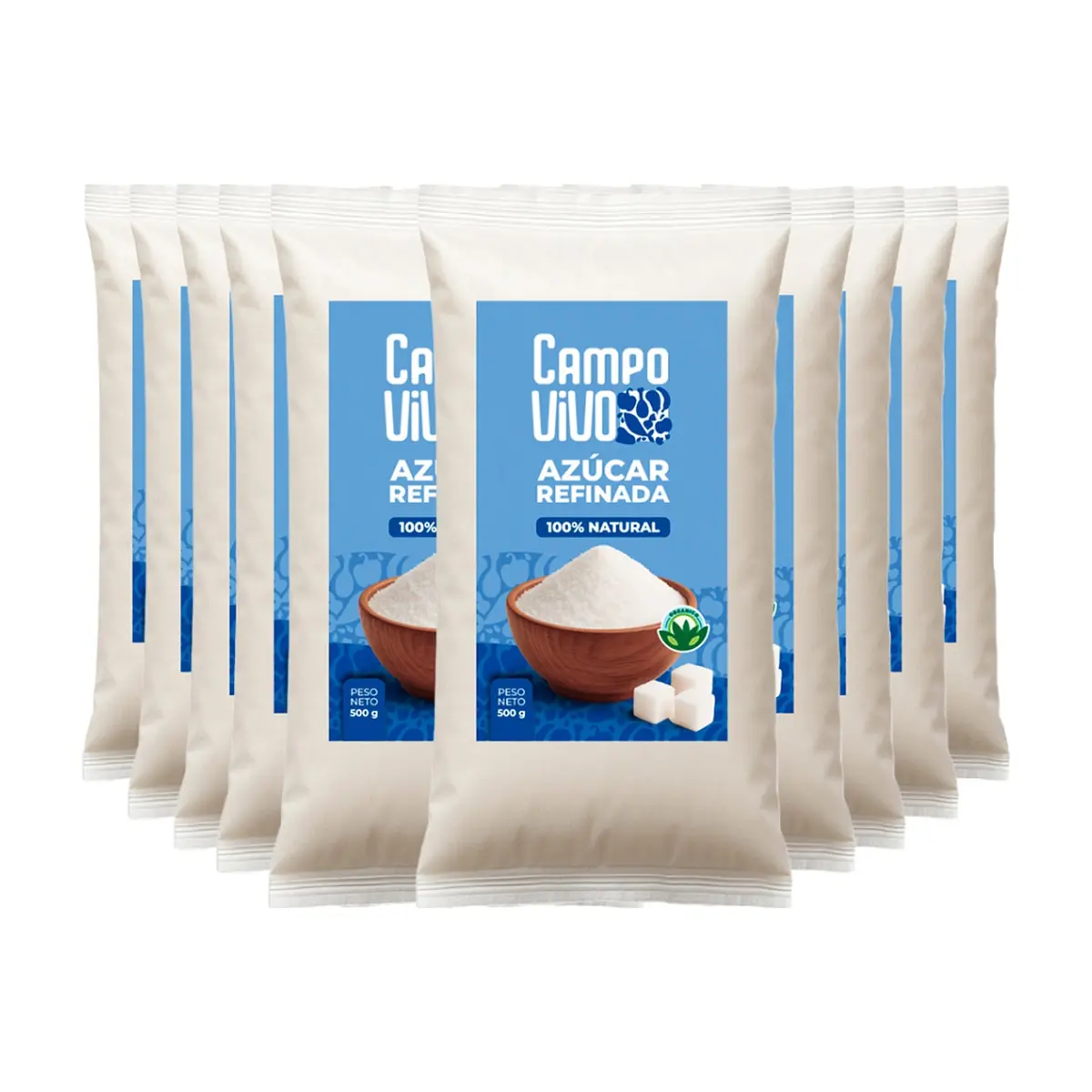 Azúcar blanca refinada Campo Vivo (10 x 500 g / 1.1 lb) - Imagen 1