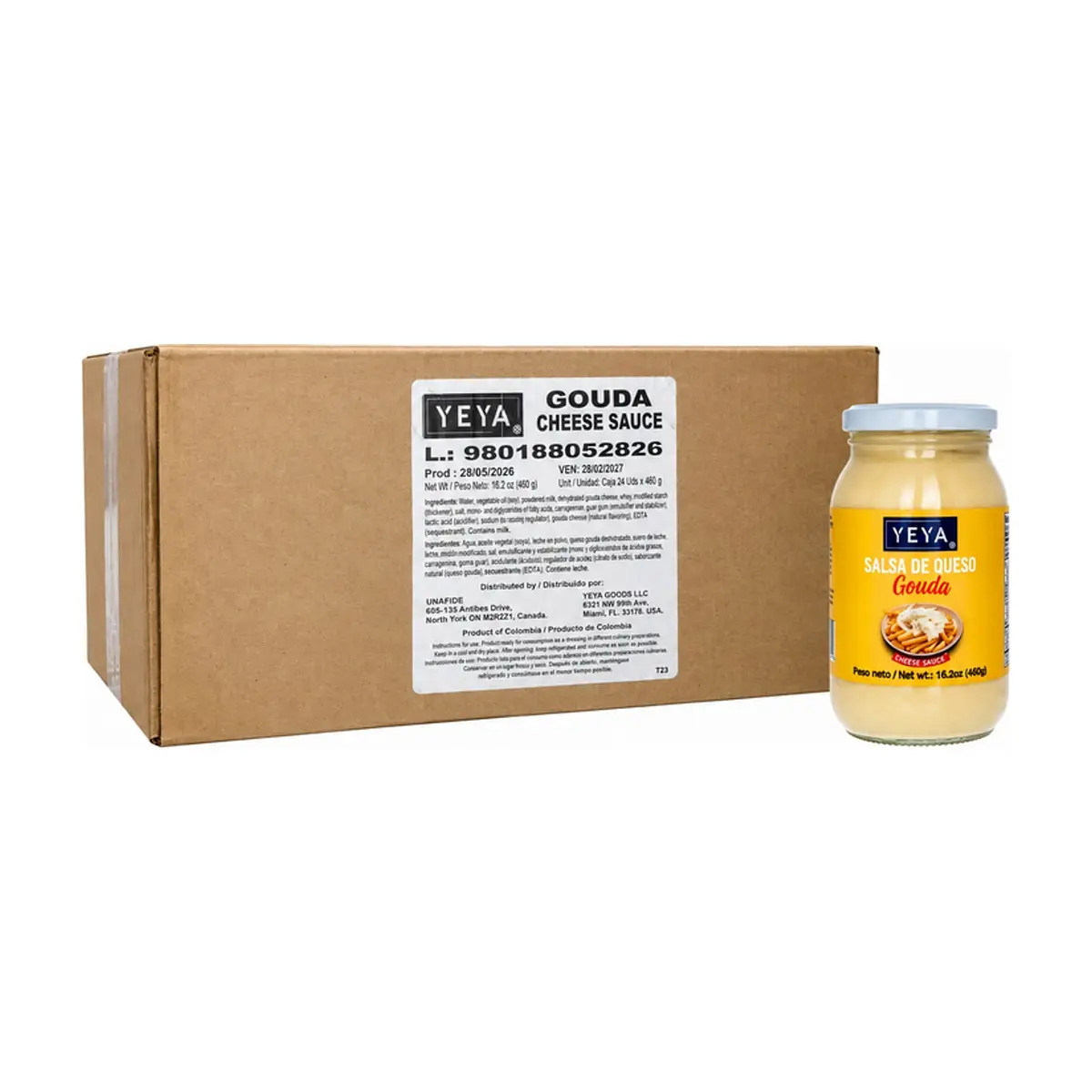 Caja de salsa de queso Gouda YEYA (24 x 460 g / 16.2 oz)