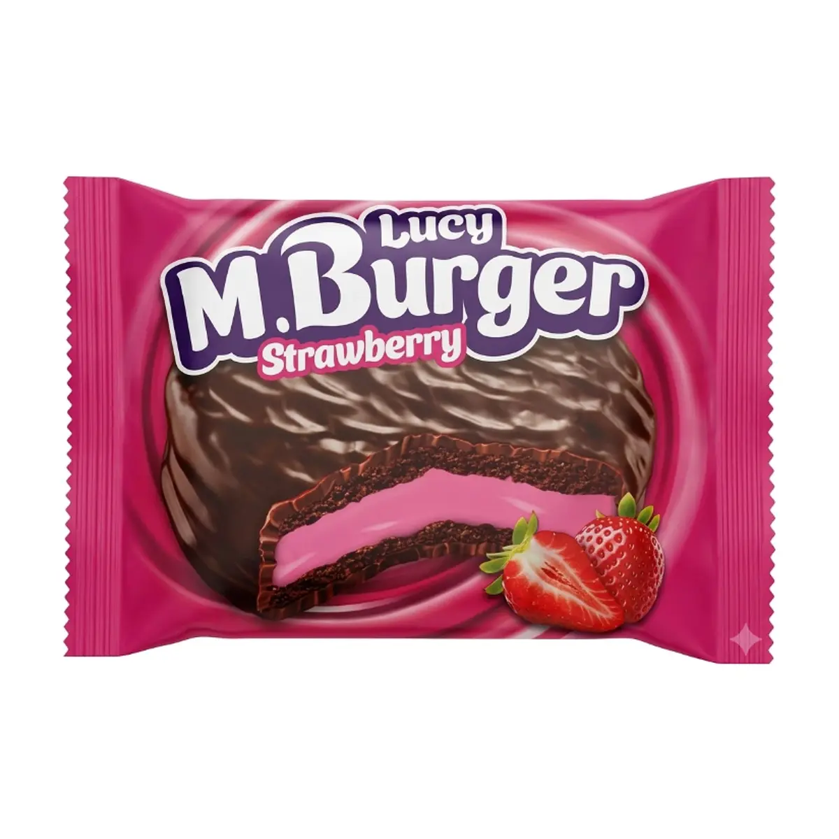 Alfajor de chocolate relleno de malvavisco sabor fresa M.Burger Lucy Simsek (45 g / 1.58 oz) - Miniatura 1