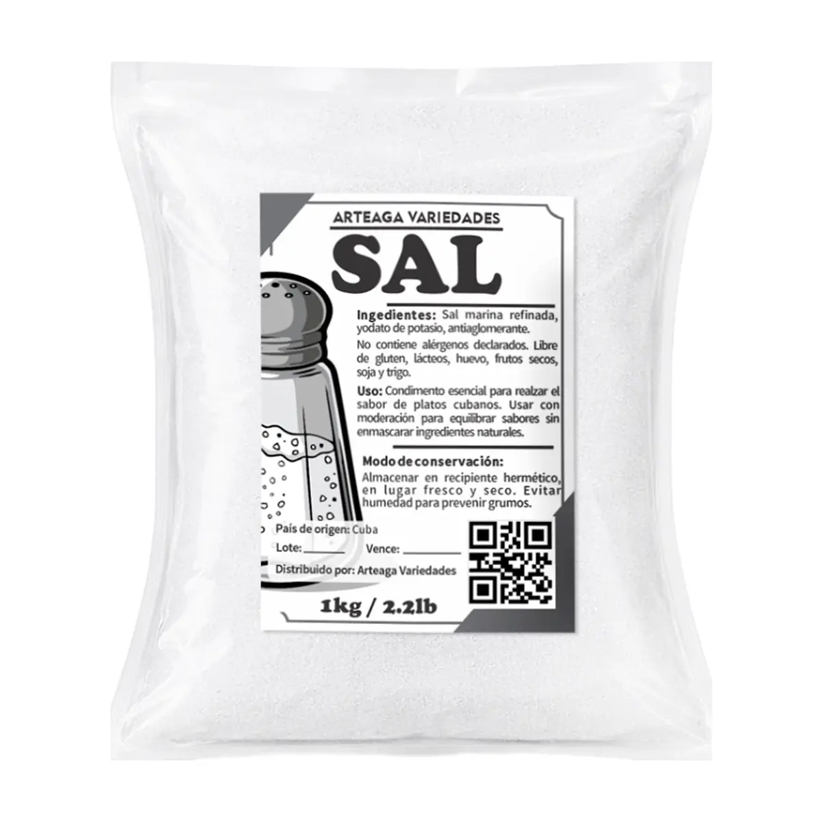 Sal marina refinada Arteaga Variedades (1 kg / 2.2 lb)