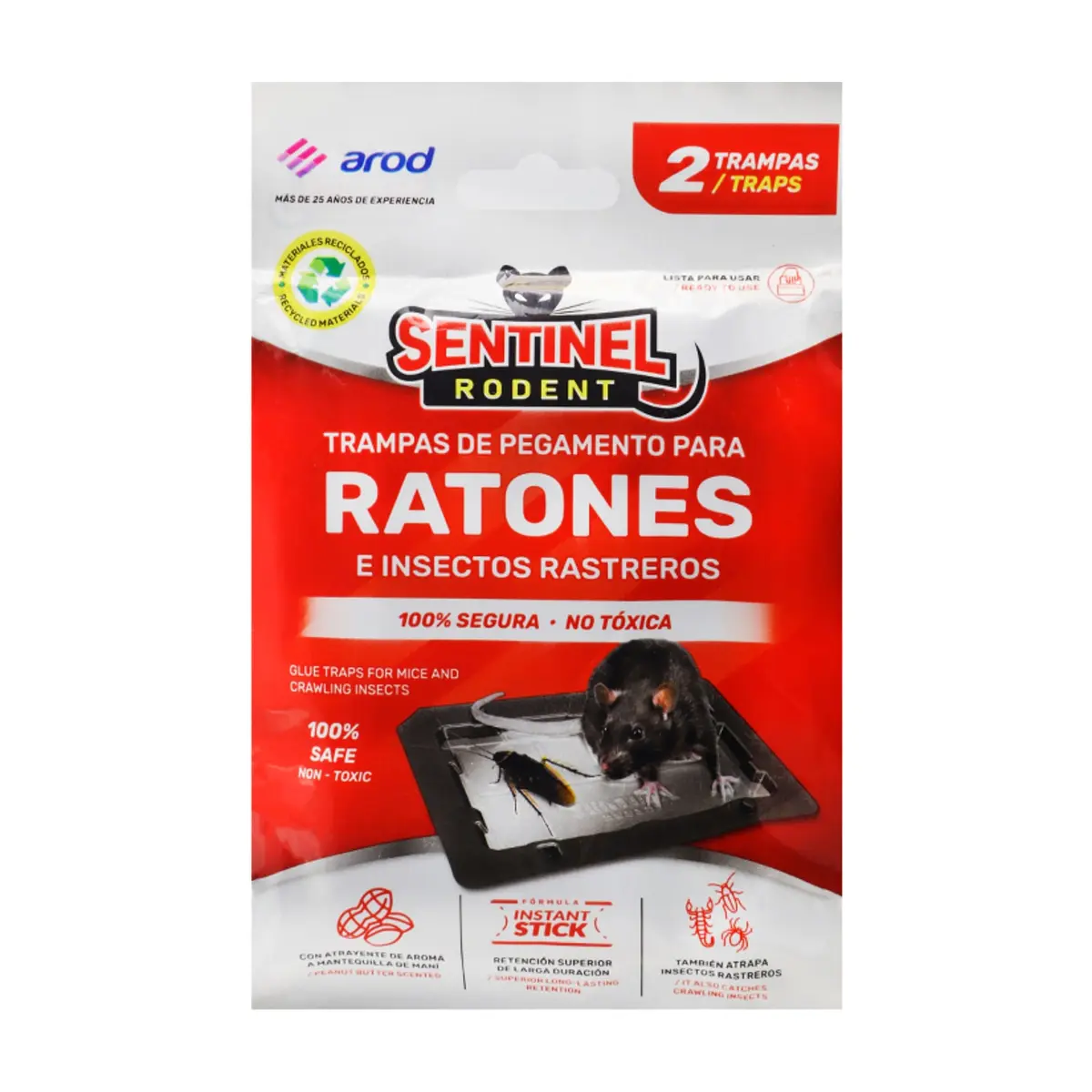 Trampa de pegamento para ratones e insectos rastreros Sentinel Rodent (2 U) - Miniatura 1