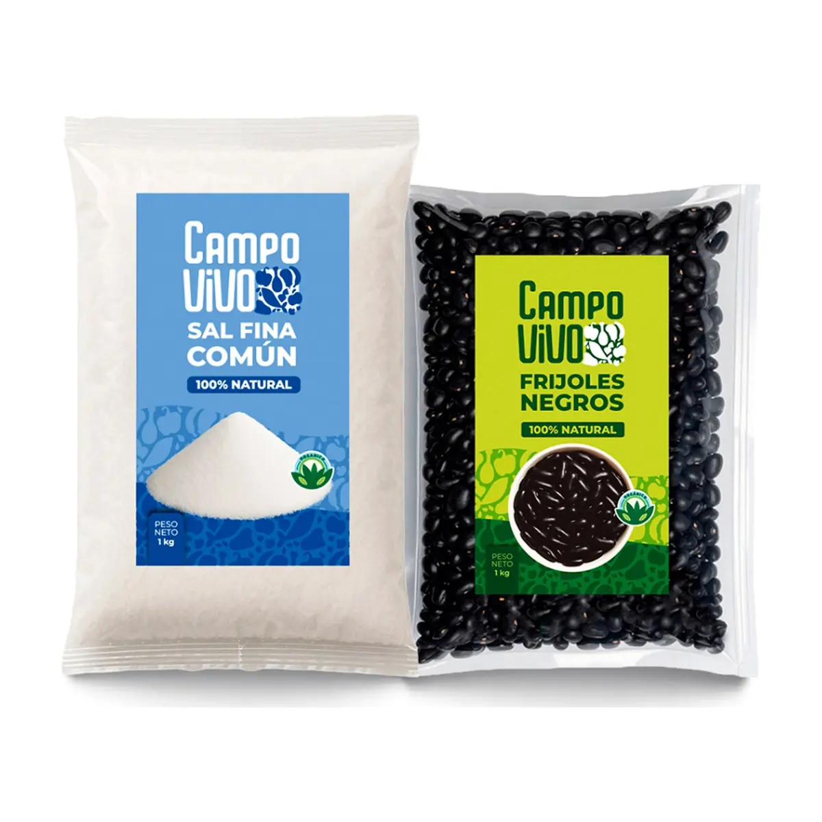 Combo de grano y sazón Campo Vivo #13: Sal fina común + Frijoles negros