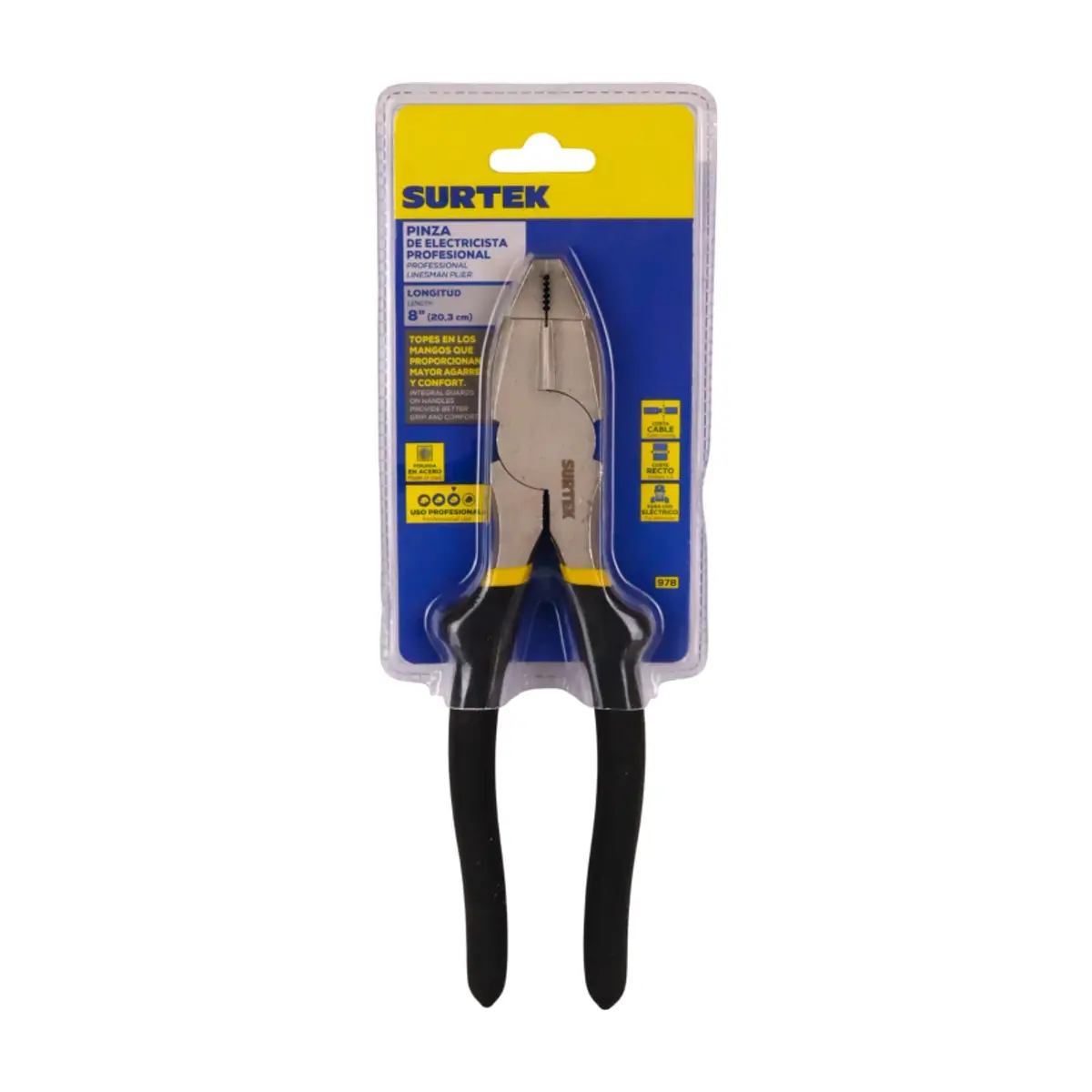 Pinza profesional para electricista de corte lateral de 8" Surtek 978 - Miniatura 2
