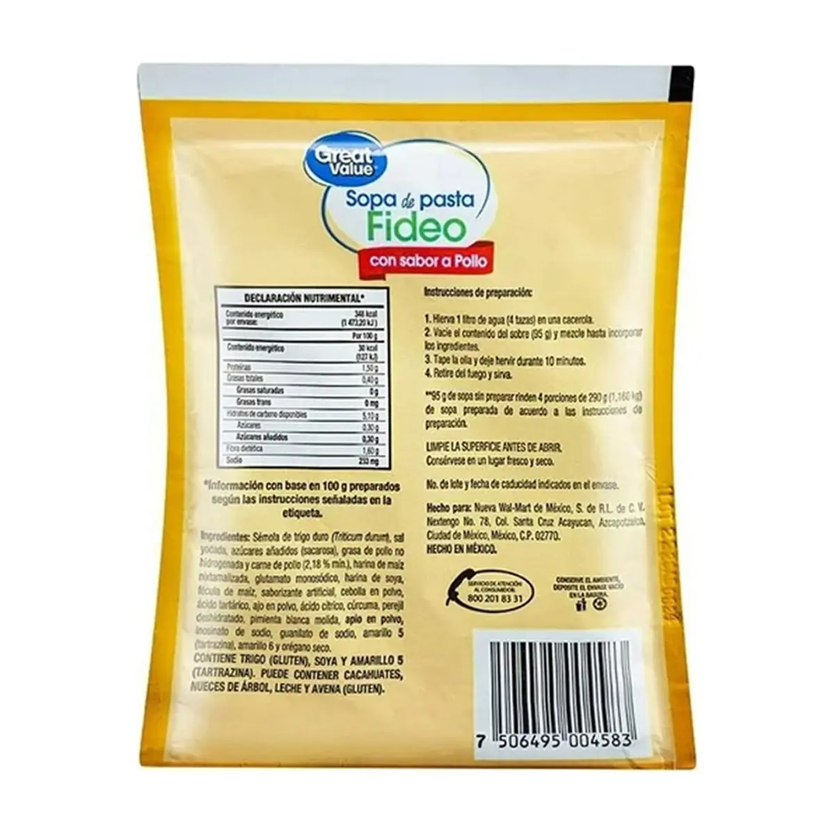 Sopa de pasta fideo con sabor a pollo Great Value (95 g / 3.35 oz) - Thumbnail 5