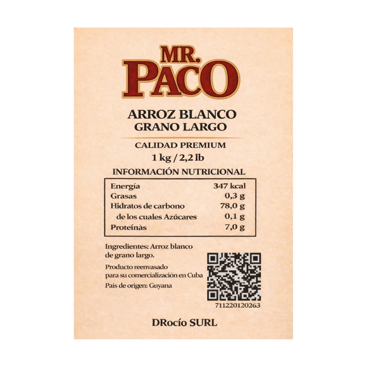 Arroz blanco grano largo Mr. Paco (1 kg / 2.2 lb) - Thumbnail 2