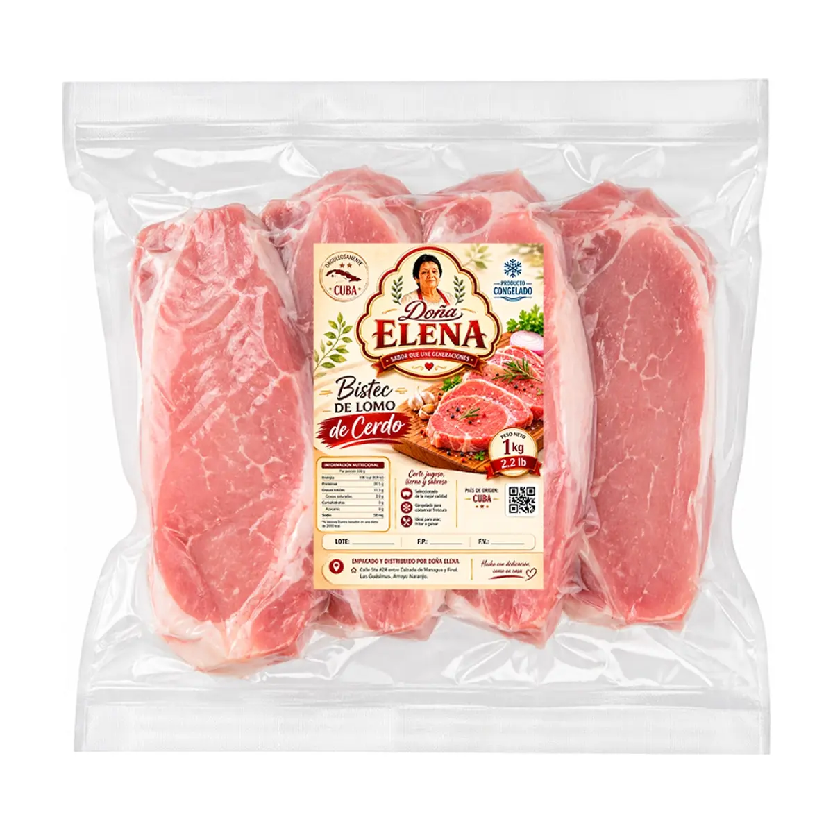 Bistec de lomo de cerdo Doña Elena (1 kg / 2.2 lb)