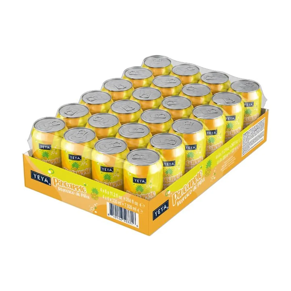 Caja de refresco gaseado de piña YEYA (24 x 330 ml)