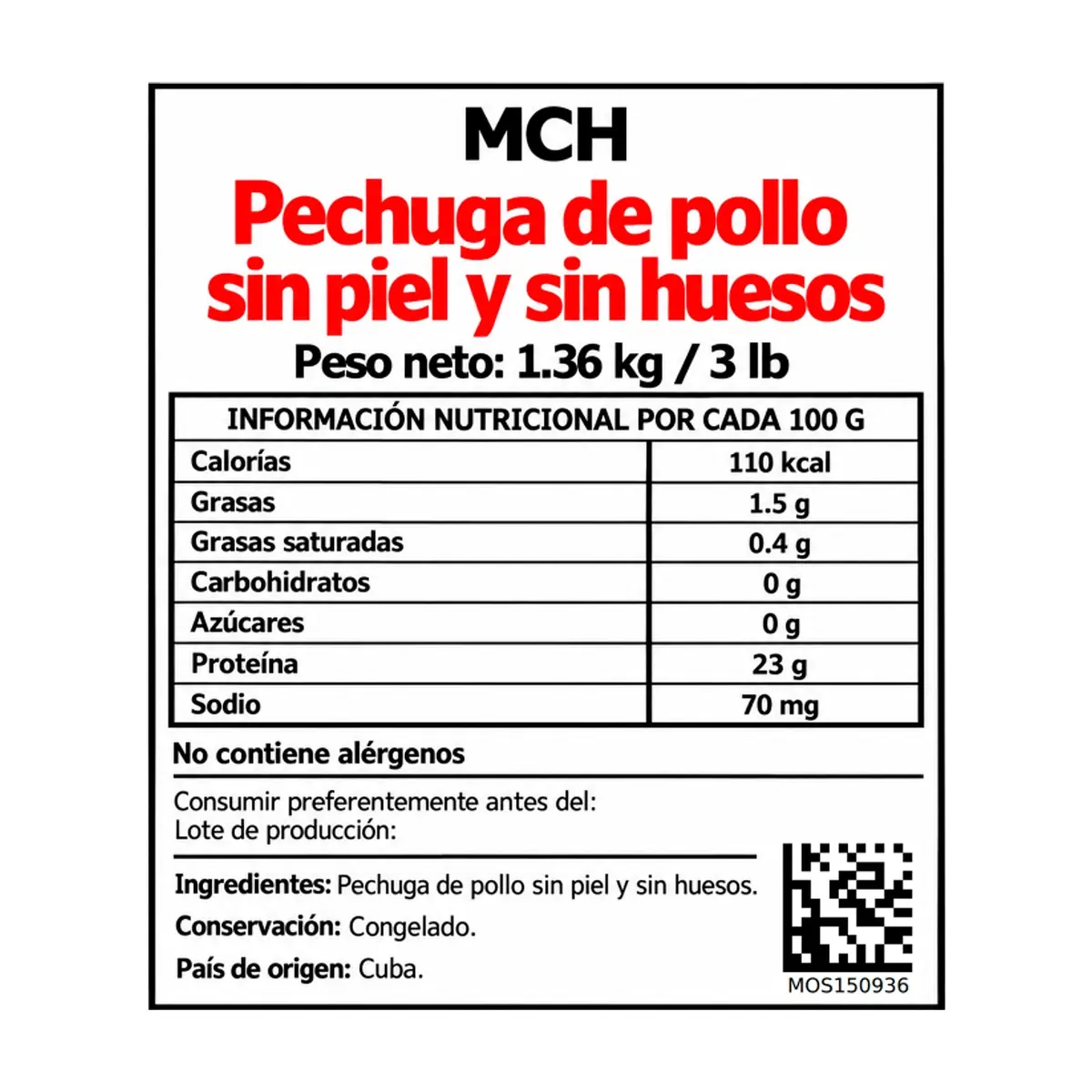 Pechuga de pollo sin piel y sin huesos MCH (1.36 kg / 3 lb) - Thumbnail 2