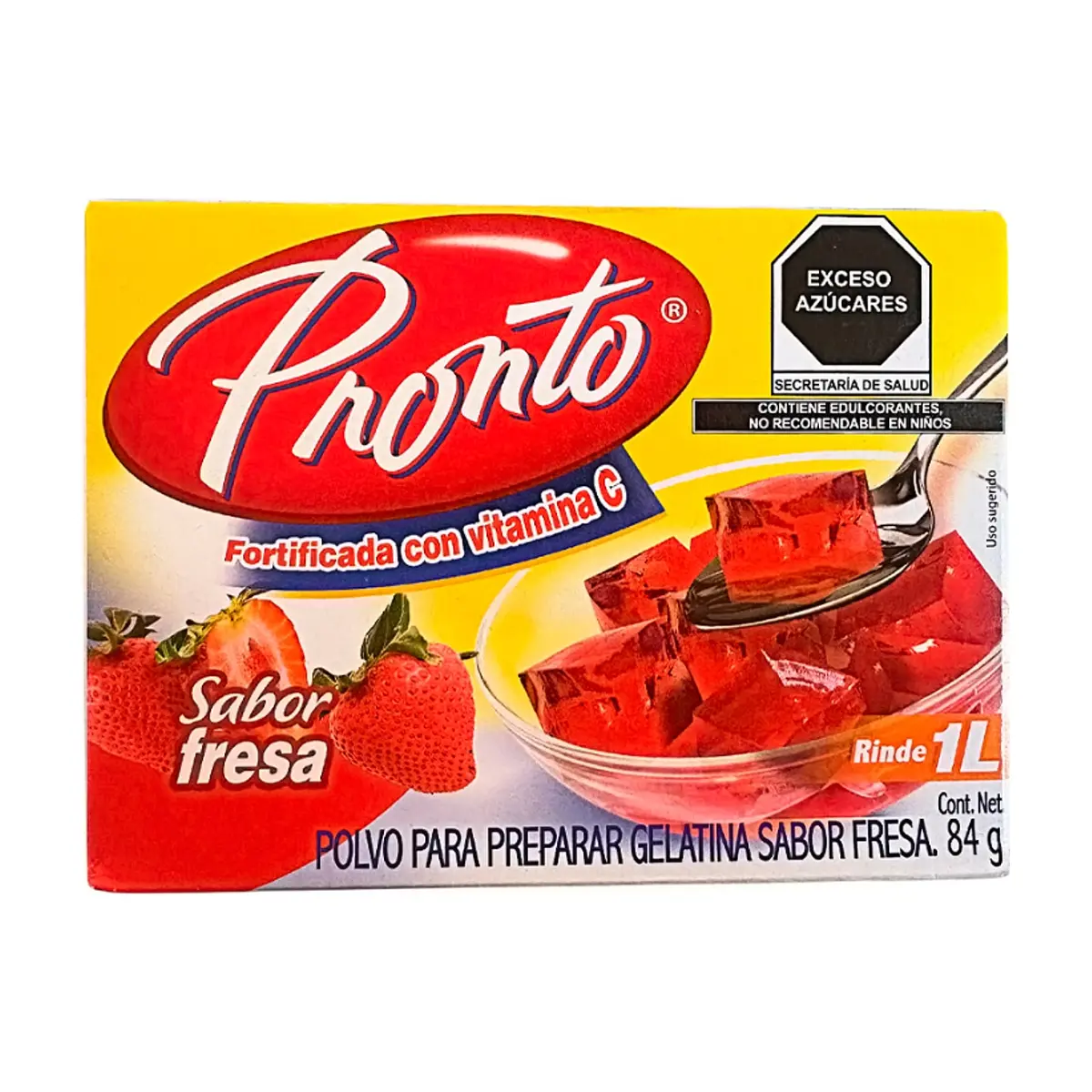 Polvo para preparar gelatina sabor fresa Pronto (84 g / 2.96 oz)