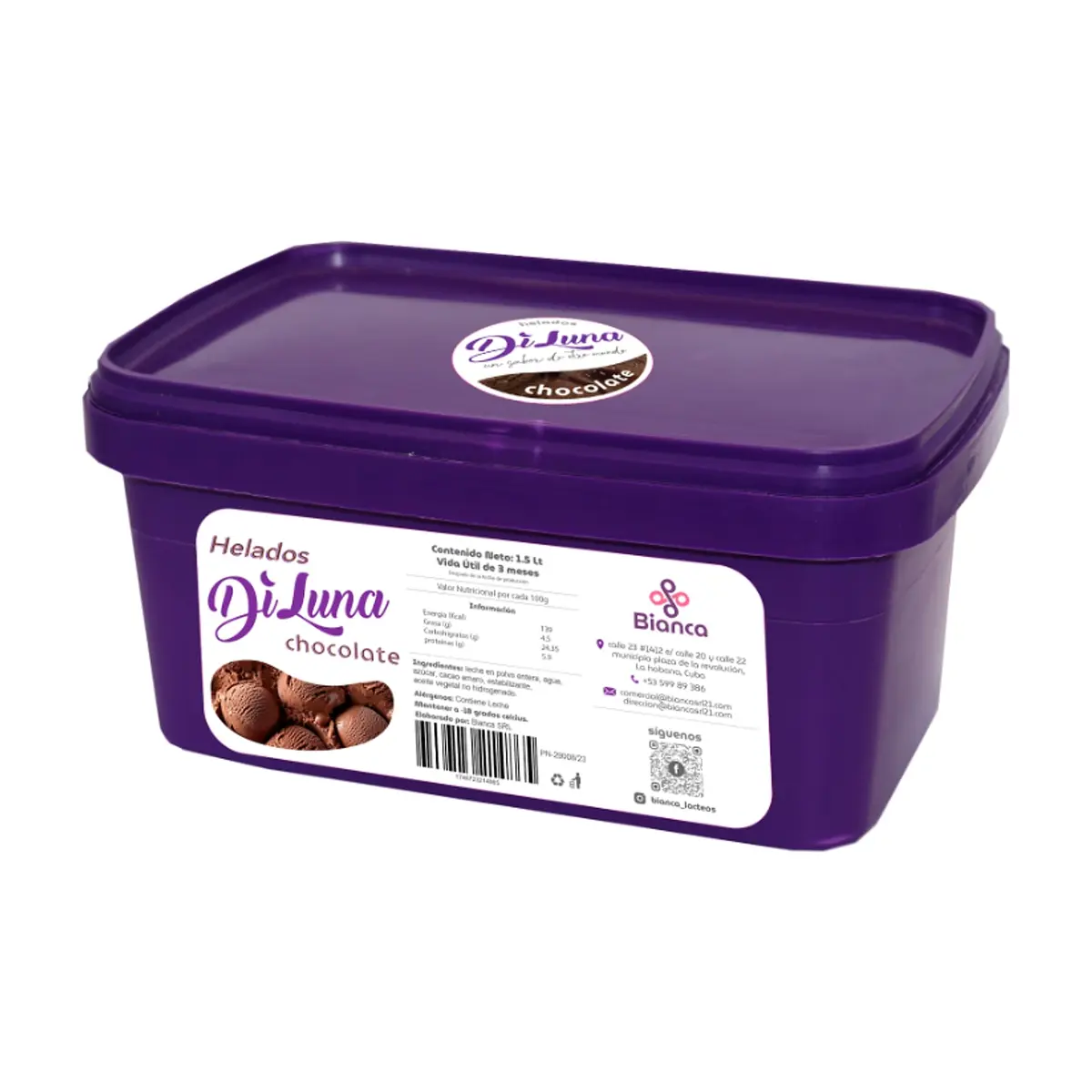Helado sabor chocolate DiLuna (1.5 L)