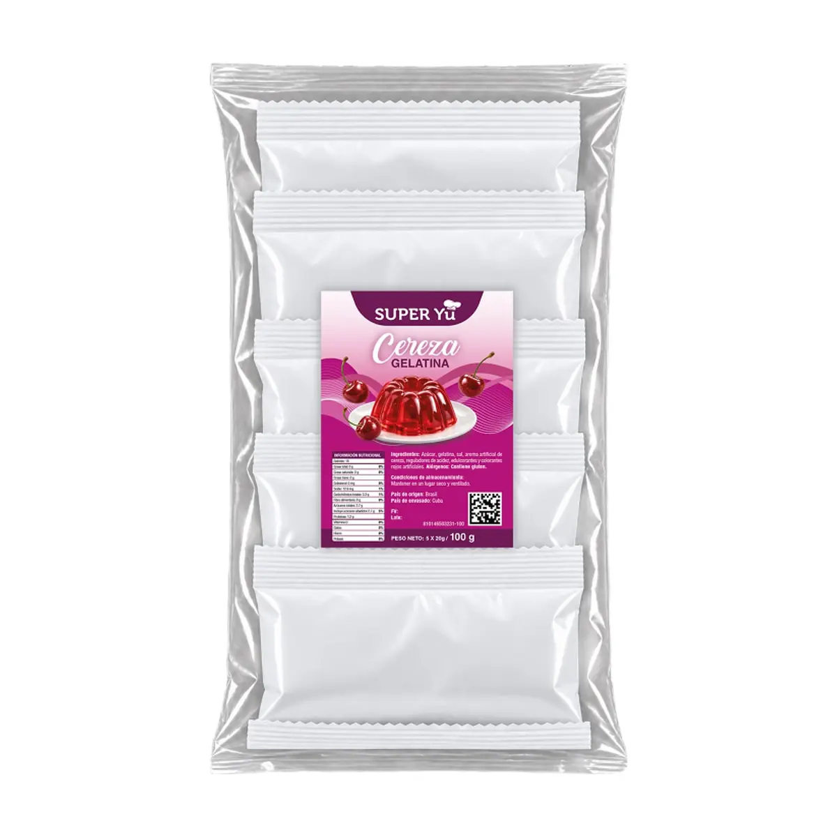 Gelatina sabor cereza Super Yu (100 g / 3.53 oz)