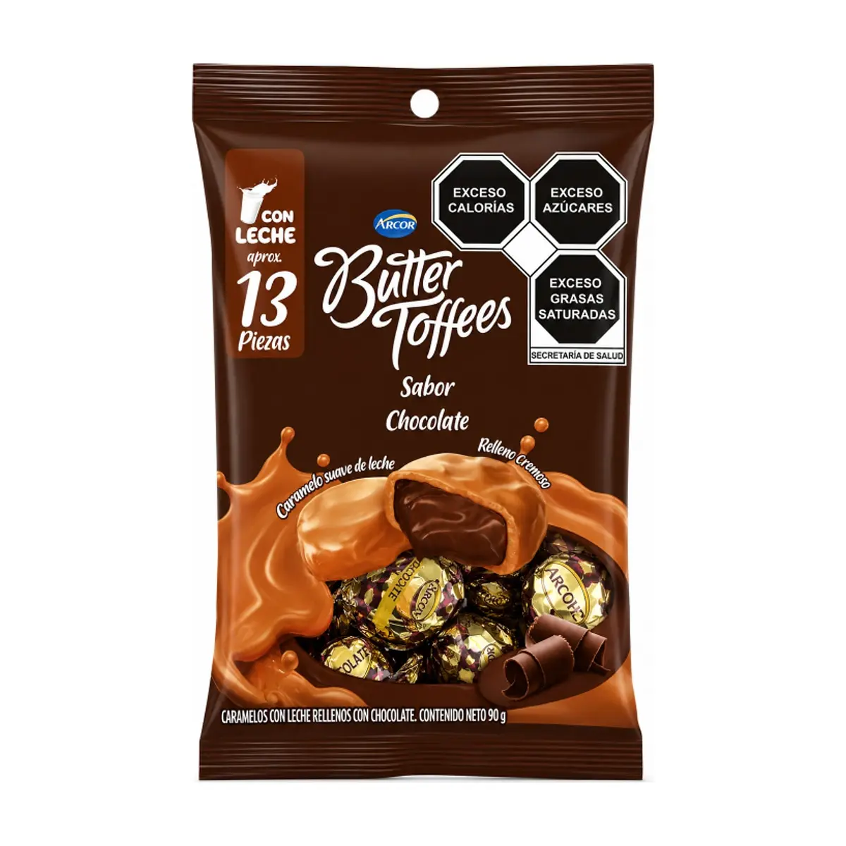 Caramelos con leche rellenos con chocolate Butter Toffees Arcor (90 g / 3.17 oz)