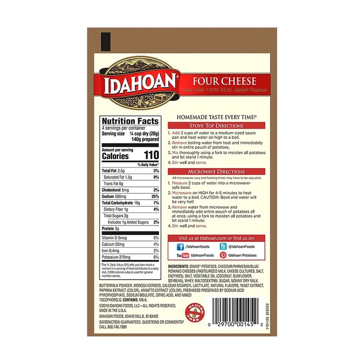 Puré de papa con cuatro quesos Idahoan (113.4 g / 4 oz) - Miniatura 3