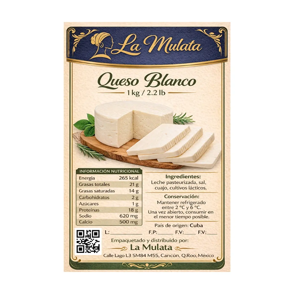 Queso blanco La Mulata (1 kg / 2.2 lb) - Miniatura 2