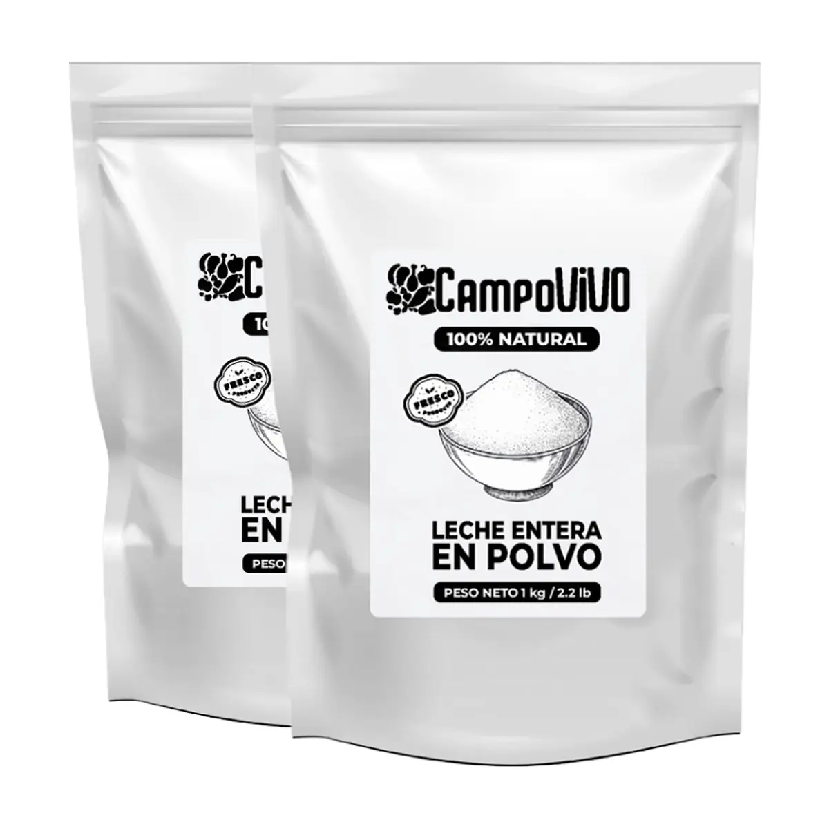 Leche entera en polvo Campo Vivo (2 x 1 kg / 2.2 lb)