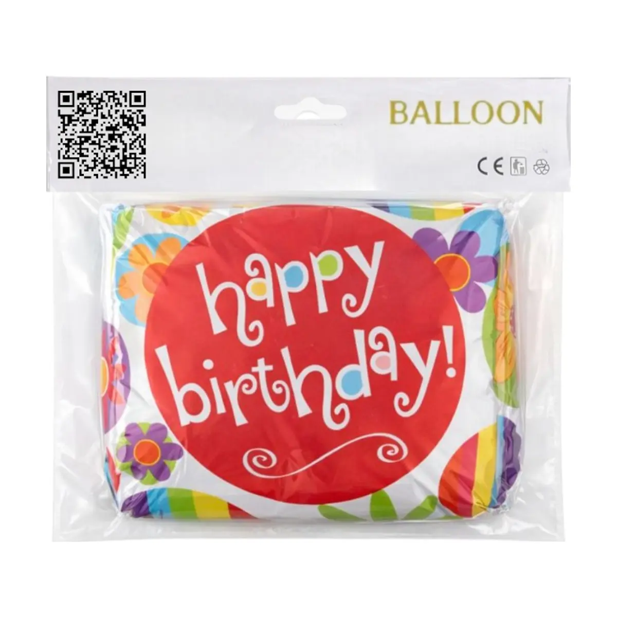 Globo con cartel "Happy Birthday" y diseño de flores 18 pulgadas Ballon - Thumbnail 3