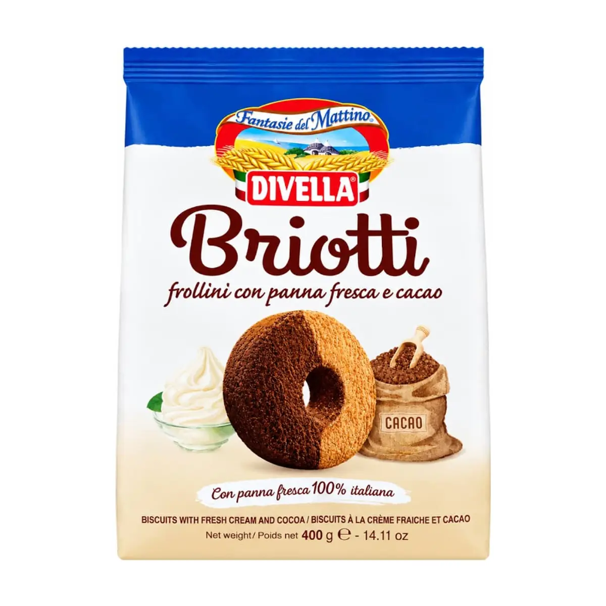 Galletas con nata y cacao Divella Briotti (400 g / 14.11 oz)