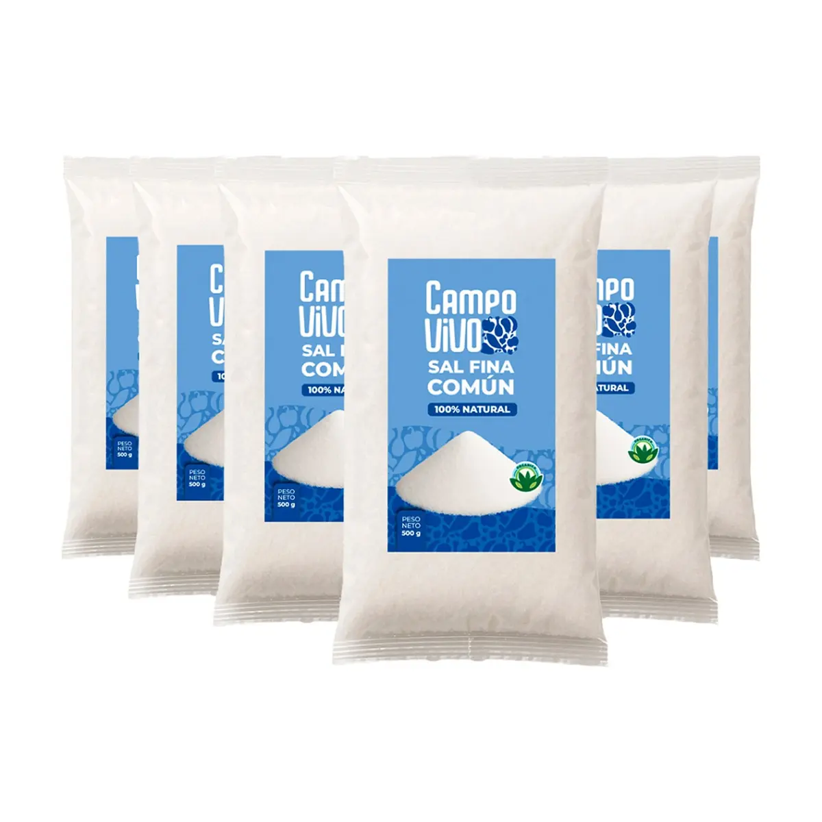 Sal fina común Campo Vivo (6 x 500 g / 1.1 lb)