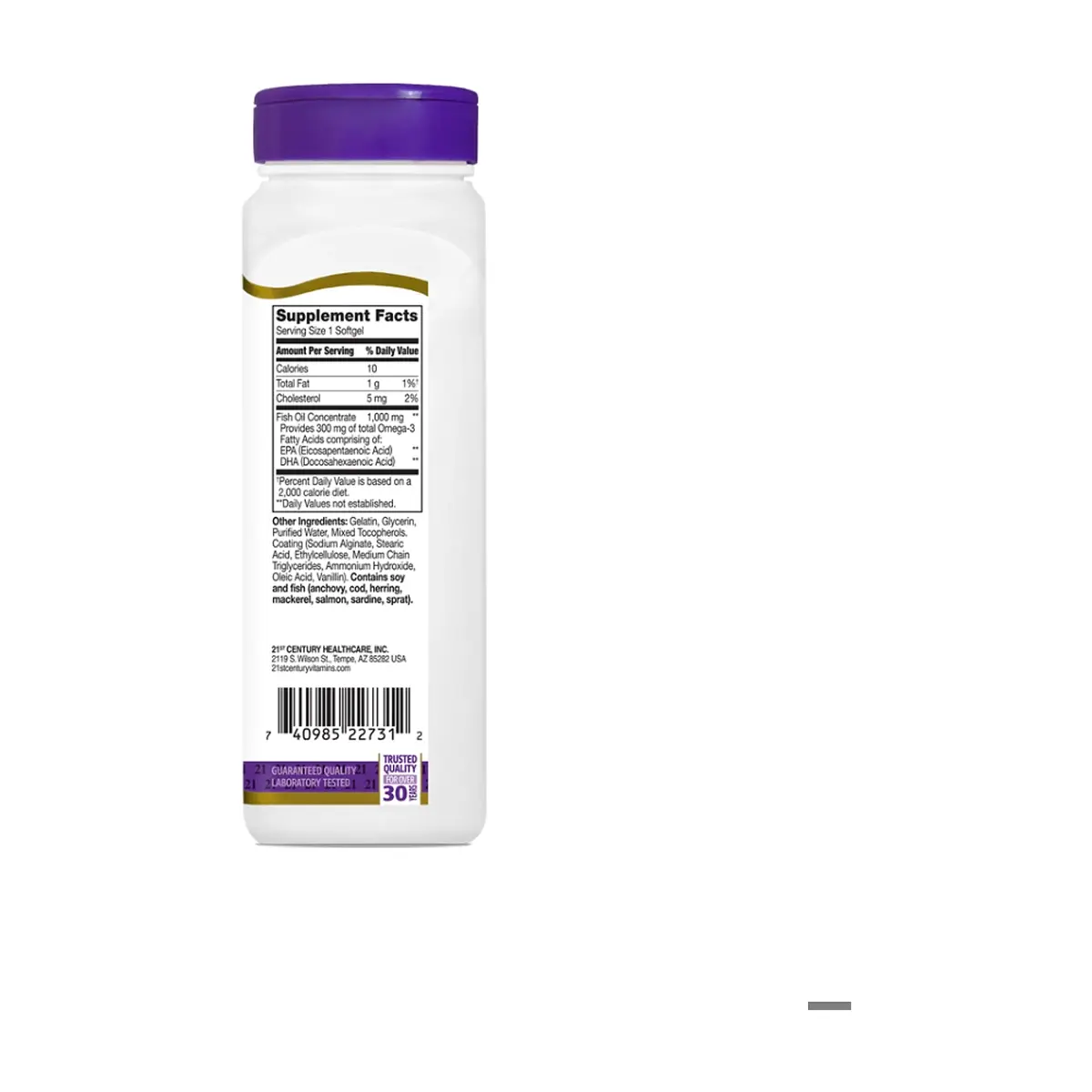 Omega 3. Aceite de pescado libre de reflujo 1000 mg 21st Century (90 cápsulas) - Thumbnail 4