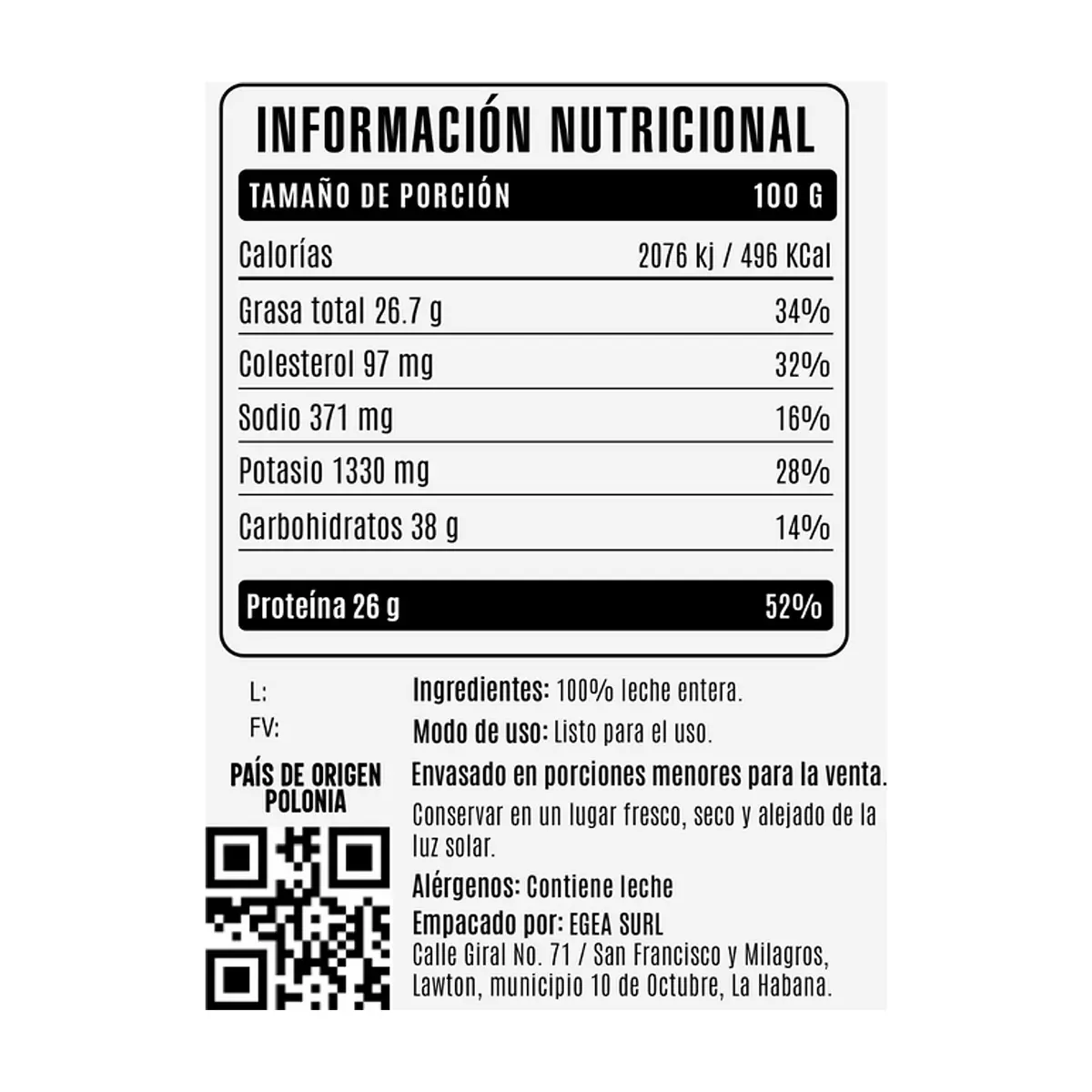 Leche entera en polvo Cosecha Real (500 g / 1.1 lb) - Thumbnail 4