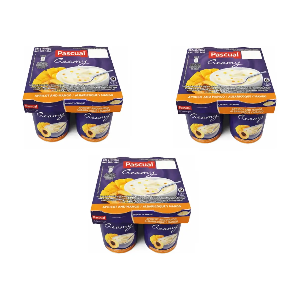 Yogur cremoso pasteurizado después de la fermentación con albaricoque, mango y nata Pascual (12 x 120 g / 4.23 oz) - Miniatura 1