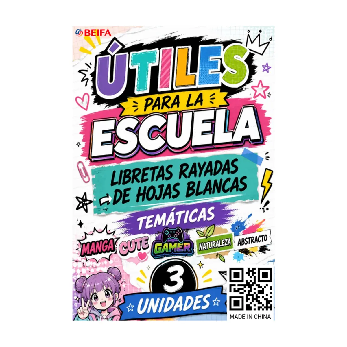 Libretas rayadas de temáticas variadas Beifa (3 U) - Thumbnail 4