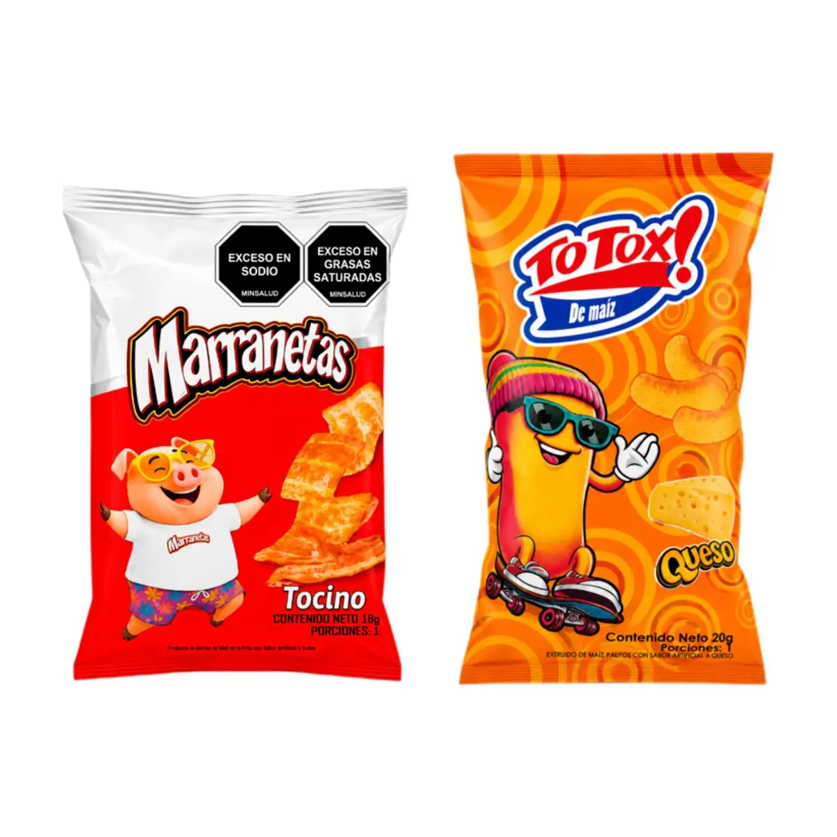 Marranetas sabor a tocino Yolis + Pelly sabor a queso Totox - Imagen 1