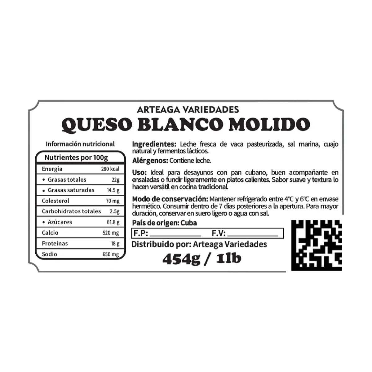 Queso blanco molido Arteaga Variedades (454 g / 1 lb) - Thumbnail 2