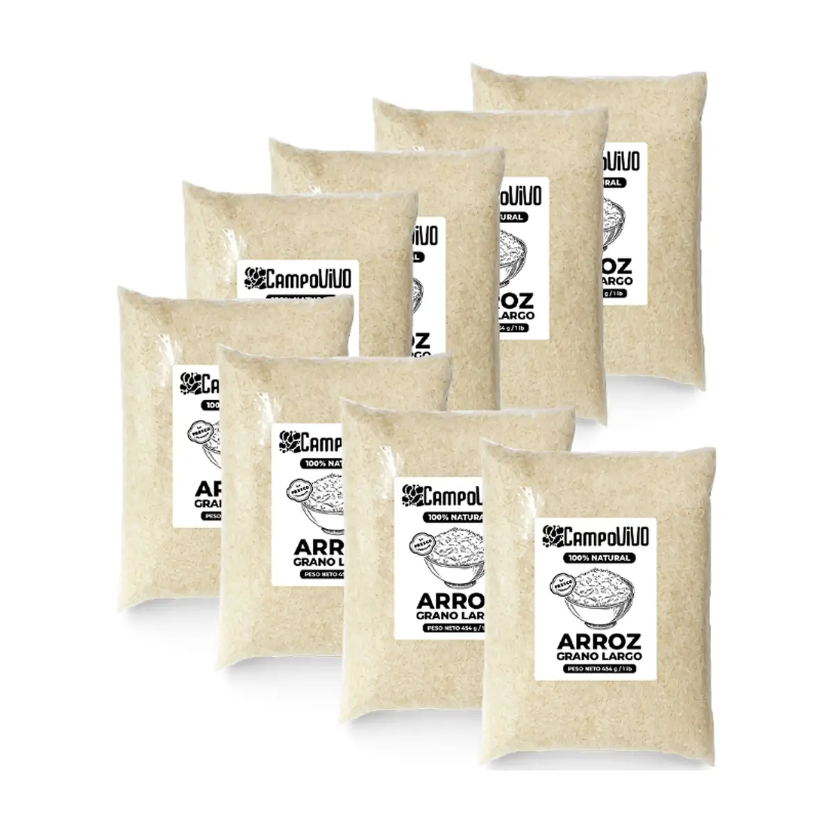 Arroz de grano largo Campo Vivo (8 x 454 g / 1 lb)