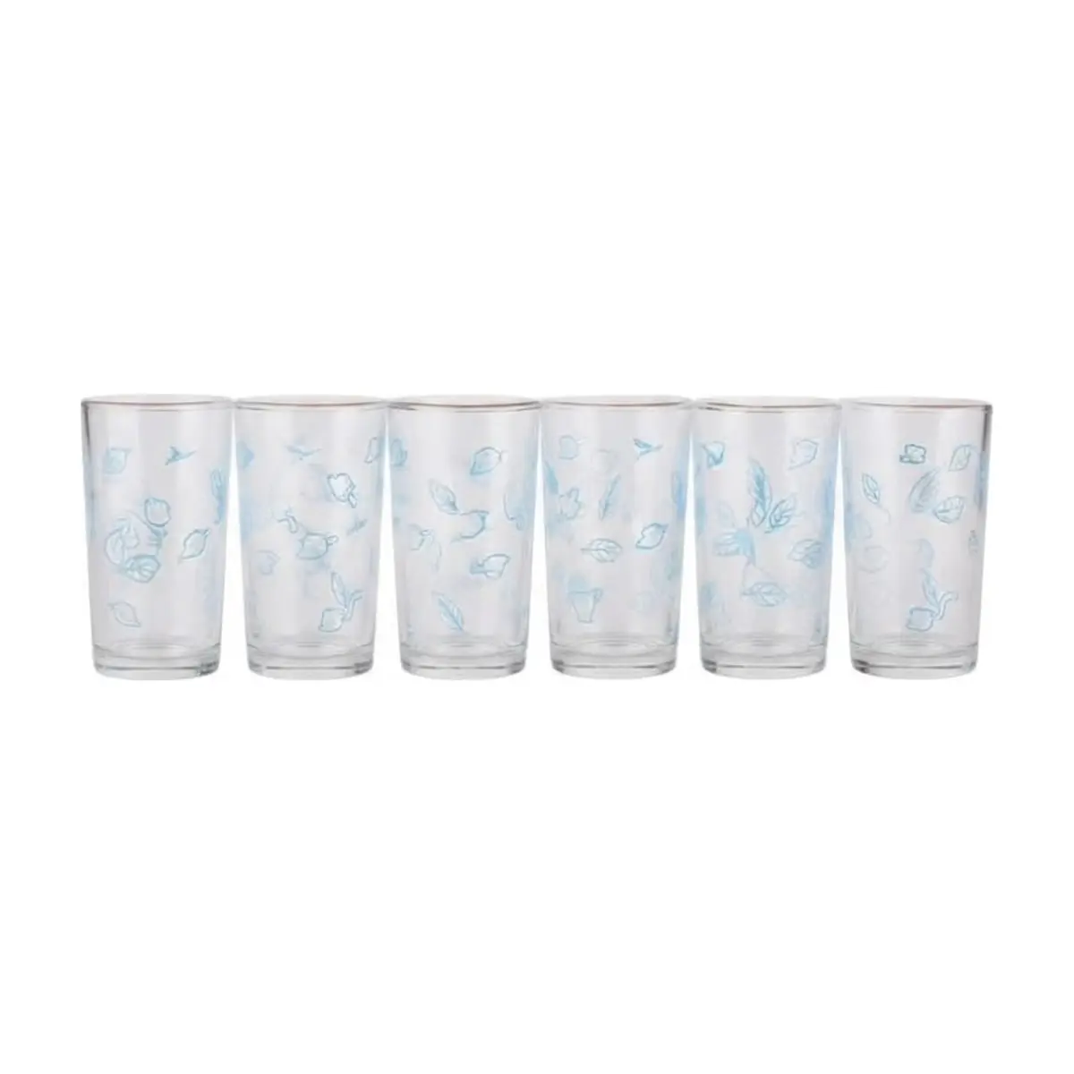 Juego de 6 vasos de cristal con diseño azul 6DB - Miniatura 1