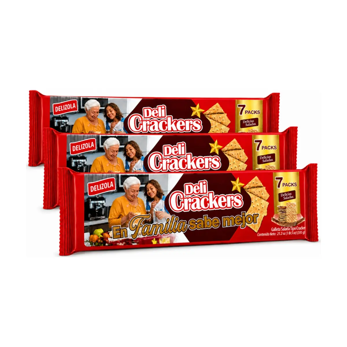 Galletas saladas tipo cracker Delizola (3 X 595 g / 1.3 lb)